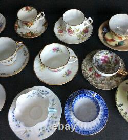 Lot of 13 Cup and Saucer Sets Fine China England 3 Smaller 10 Regular Size