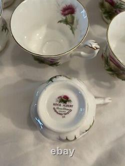MINT 39 Piece Royal Albert Highland Thistle Bone China Tea Set And Dessert Set