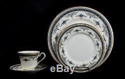 MINTON Bone China GRASMERE BLUE Dinnerware Set for TWO people England Vintage