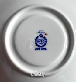 MINTON CHEVIOT BLUE lot of 2 cream soup & saucer sets. Bone china. England