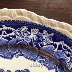 Masons Patent Ironstone China Vista England Blue 10 3/4 Dinner Plates Set Of 4