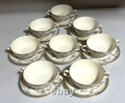 Minton AVONLEA Cream Soup Bowls with Saucers Set of 8 England Mint