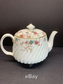 Minton Ancestral Gold Trim Bone China Teapot Saucers N Cup Set Of 24 Pcs England