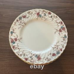 Minton Ancestral S-376 Dinner Plates Set of 12 Bone China Floral Gold England