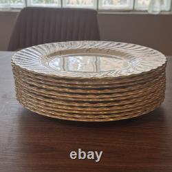 Minton Ancestral S-376 Dinner Plates Set of 12 Bone China Floral Gold England