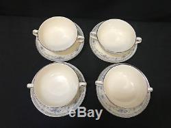 Minton BELLEMEADE Bone China England Set of 4 Cream Soup Bowls & Saucers