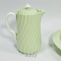 Minton Bone China Cheviot Green & White Tea Set For One England RARE VINTAGE