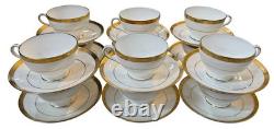 Minton Bone China England Winchester Pattern Footed Cups & Saucers Set Of 12