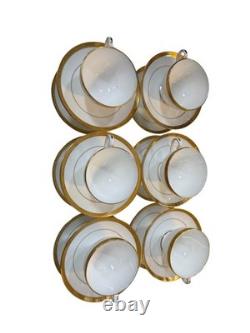 Minton Bone China England Winchester Pattern Footed Cups & Saucers Set Of 12