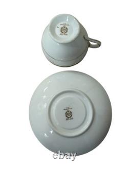 Minton Bone China England Winchester Pattern Footed Cups & Saucers Set Of 12