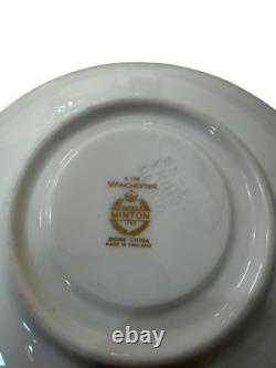 Minton Bone China England Winchester Pattern Footed Cups & Saucers Set Of 12