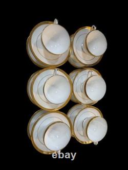 Minton Bone China England Winchester Pattern Footed Cups & Saucers Set Of 12