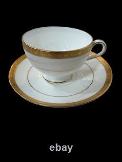 Minton Bone China England Winchester Pattern Footed Cups & Saucers Set Of 12