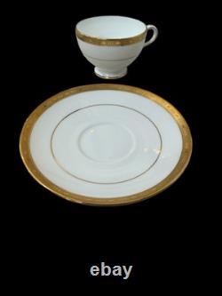 Minton Bone China England Winchester Pattern Footed Cups & Saucers Set Of 12