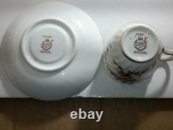 Minton England Bone China Ancestral S-376 Brown Demitasse Cup & Saucer Sets