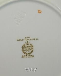 Minton England Gold Ancestral Set of 10 Salad Plates 8 -Bone China