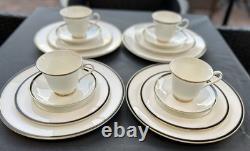 Minton Fine Bone China Saturn Black Dinner Set 4-5 Pc Place Settings Gold Trim