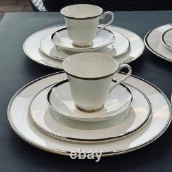 Minton Fine Bone China Saturn Black Dinner Set 4-5 Pc Place Settings Gold Trim