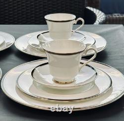 Minton Fine Bone China Saturn Black Dinner Set 4-5 Pc Place Settings Gold Trim