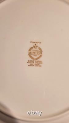 Minton Grandee Dinnerware Set for 6 + Extras Black & Gold England
