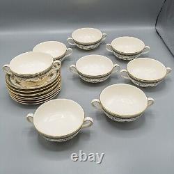 Minton Grasmere Blue Cream Soup Bowl & Underplates Set of 8 FREE USA SHIPPING