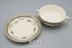 Minton Grasmere Blue Cream Soup Bowl & Underplates Set of 8 FREE USA SHIPPING