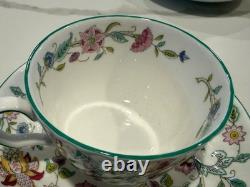 Minton Haddon Hall B1451 Set of 6 Teacups & Saucers, Fine Bone China England