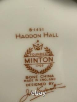Minton Haddon Hall B1451 Set of 6 Teacups & Saucers, Fine Bone China England