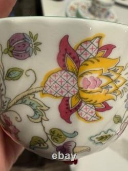 Minton Haddon Hall B1451 Set of 6 Teacups & Saucers, Fine Bone China England