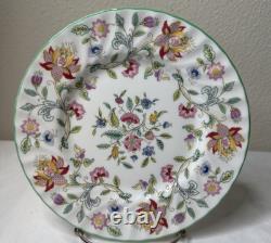Minton Haddon Hall Dinner Plates 10.5 Bone China Floral Chintz Green Set 4