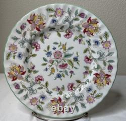 Minton Haddon Hall Dinner Plates 10.5 Bone China Floral Chintz Green Set 4
