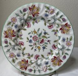 Minton Haddon Hall Dinner Plates 10.5 Bone China Floral Chintz Green Set 4