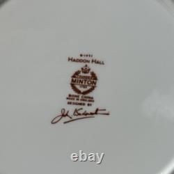 Minton Haddon Hall Dinner Plates 10.5 Bone China Floral Chintz Green Set 4