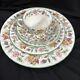 Minton Haddon Hall Green Rim 20 Piece Place Setting Bone China England Excellent