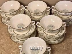 Minton Henley Bone China Cream Soup Bowl/Cup & Saucer Set(s) Set of 11 EUC