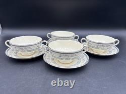 Minton PENROSE Bone China England, Set of 4 Cream Soup Bowls withSaucers