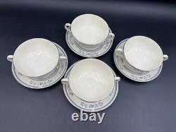 Minton PENROSE Bone China England, Set of 4 Cream Soup Bowls withSaucers