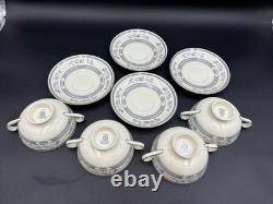Minton PENROSE Bone China England, Set of 4 Cream Soup Bowls withSaucers
