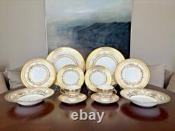 Minton Sutherland Ivory 12 pcs Dinnerware Place setting Rim Soup bowl incl Mint
