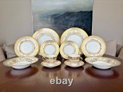 Minton Sutherland Ivory 12 pcs Dinnerware Place setting Rim Soup bowl incl Mint