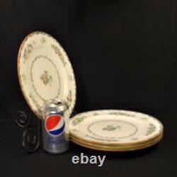 Mintons Set 4 Dinner Plates RN#654443 Floral Hand Painted Pink Blue Green 1900's