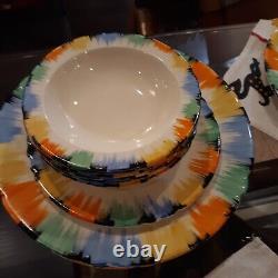 Myott Hand Painted Rainbow China Luncheon/Tea Set Made In England 46 pcs