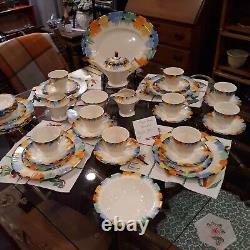 Myott Hand Painted Rainbow China Luncheon/Tea Set Made In England 46 pcs