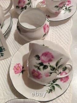 National Trust Bone China England NEW RARE Vintage Pink Rose Tea Set for 4