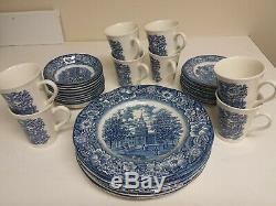 Never Used Liberty Blue Dish 4 Piece Dinnerware Set Blue. Made in England