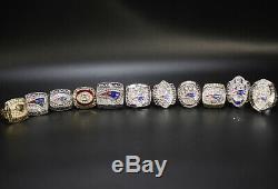 New England Patriots NFL 11pcs Super Bowl Ring Set With Wooden Display Box