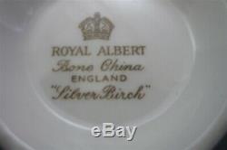 Nice 17 Piece Royal Albert Silver Birch Bone China England Tea Set Service For 4