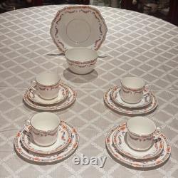 Osborne China Floral Gold 14 Piece Tea Set Vintage England Mint 4 Person