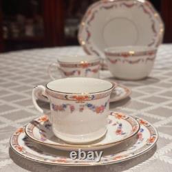 Osborne China Floral Gold 14 Piece Tea Set Vintage England Mint 4 Person