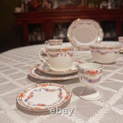 Osborne China Floral Gold 22 Piece Tea Set Vintage England Mint 4 Person
